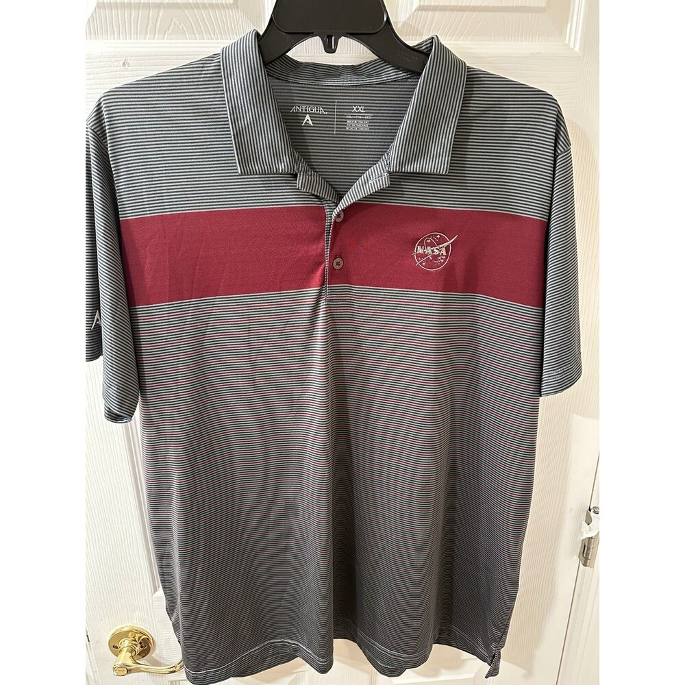 Antigua Size XXL Striped NASA FL Seminoles Color Button Up Polo Shirt Men's